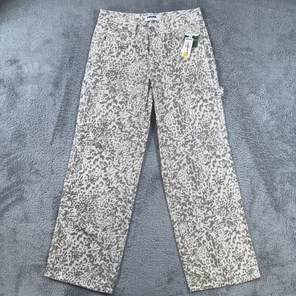 RSQ Women's Gray/White Animal Print Denim Jeans Straight Leg Sz24